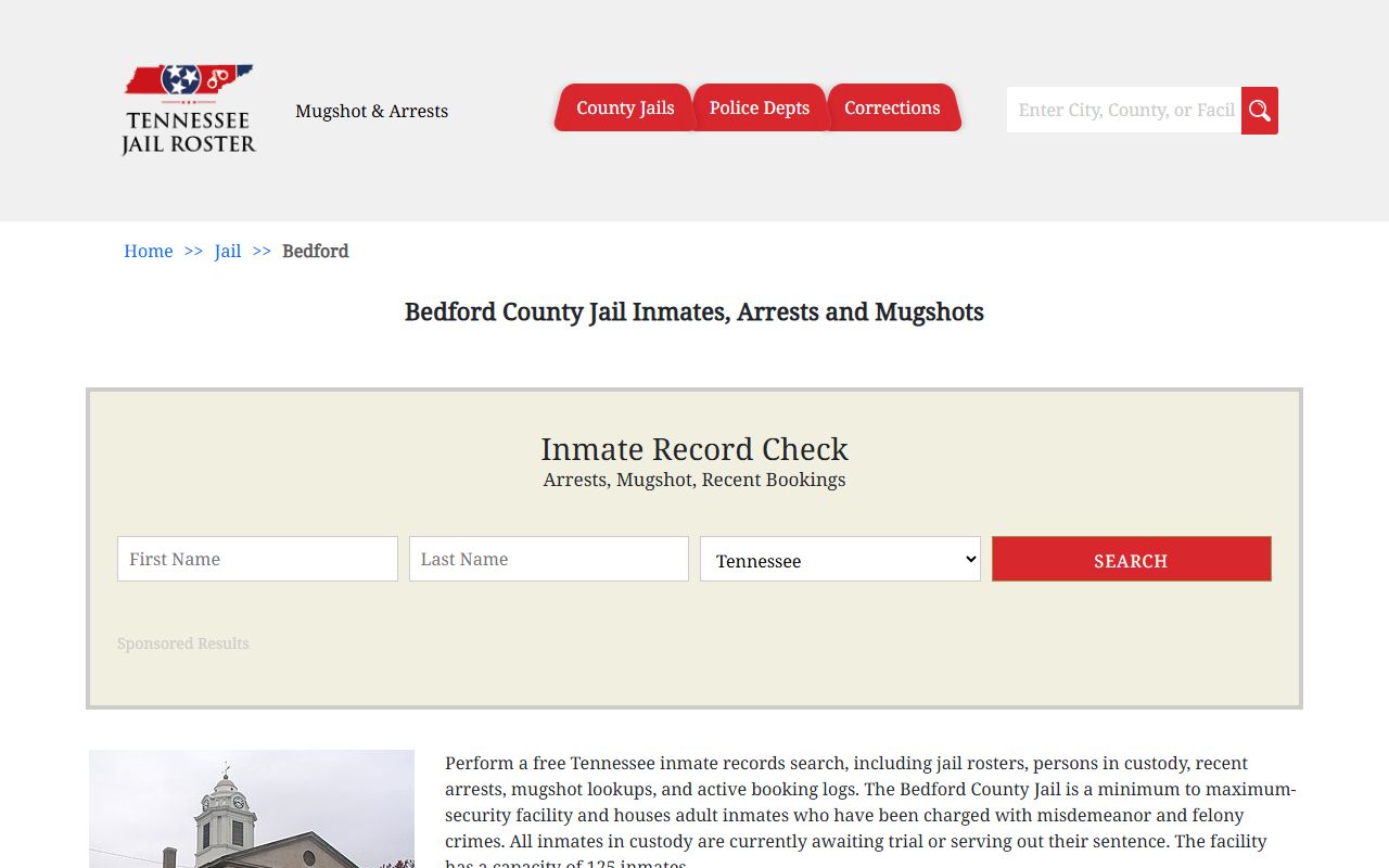 Bedford County jail roster info 72 hour booking