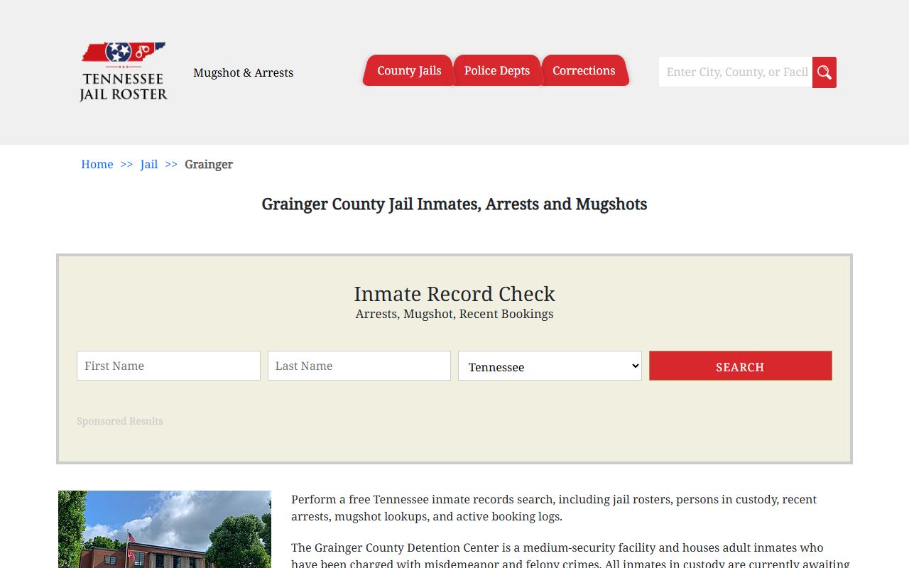 Grainger County jail booking resources for 72 hour booking records