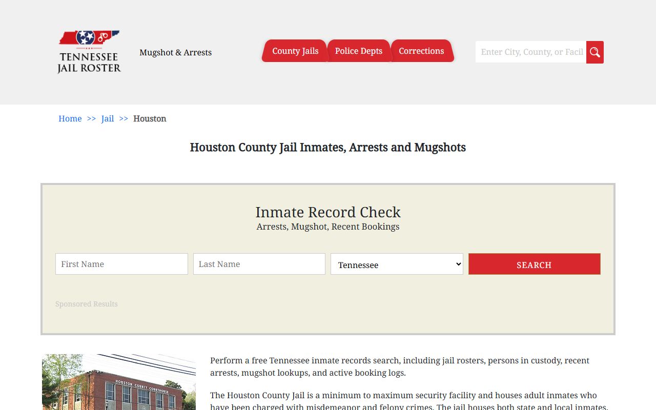 Houston County 72 hour booking jail resource page