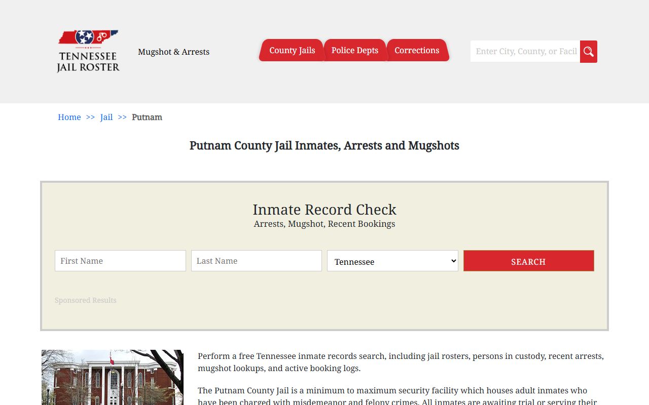 Putnam County jail booking resources for 72 hour booking records