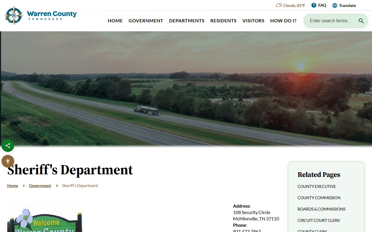 Warren County Sheriff's Department jail and booking resources for 72 hour booking